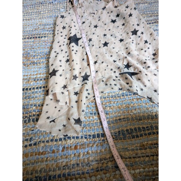 Tan Sheer Black Stars Sleeveless Cami Blouse L Tank Indie Sleaze Cyber Grunge - Picture 4 of 7